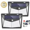 208 LED luce solare all'aperto movimento sensore di movimento luci da parete giardino percorso via lampada da strada impermeabile solare floodlight