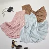 KYLIE PINK Women Pleated Maxi Skirt 2020 Trend Fashion Vintage Shinny Solid Girls High Waist Beach Long Silk Pleat Midi Skirt T200712