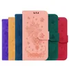 Estuches para teléfono tipo billetera para iPhone 13 12 11 Pro Max XR XS X 7 8 Plus - Butterfly Rose Relieve Cuero de PU Ranuras para tarjetas duales Flip Kickstand Funda