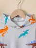 Meninos da criança dinossauro impressão hoodie ela