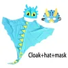 Halloween Party Dinosaur Cape Dragon Hooded Cloak Masks Set Festival Cosplay Costume