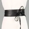 Belts Wide Streamer Bowknot Belt Women Pu Leather Soft Self Tie Wrap Total Length 2.5m Width 4cm All-matchBelts Smal22