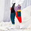 Мужские вельветовые лоскутные брюки, уличная одежда, спортивные штаны в стиле хип-хоп, брюки 201128