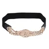 Belts Female Golden Chain Belt Women Waist Fashion Ladies Floral Elastic Wide Gold Metal For Dress Clothes DecorBelts