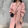 Qingwen 2021 Herbst Winter Korea Einfarbig Doppelseitige Kaschmir Jacke Frauen Lose Seite Schlitz Wolle Jacke Manteau Femme hiver L220725