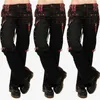 Femmes Summer Cargo Pantalons Dames Taille haute Noir Streetwear Vintage Punk Goth Casual Pantalons longs Joggers D30 211007