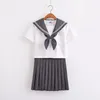 Roupas conjuntos de roupas JK Japonês Camisa branca com saia cinza Women High School Mulheres Novidades Sailor Suits Uniformes xxlClothing
