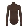 Kvinnors tvåbitar byxor 2022Autumn Turtleneck Solid stickad långärmad kvinnlig bodysuit Kvinnor Svart bodycon eleganta kroppar damer håller varma varma