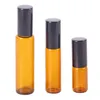 3ML 5ML 10ML Thin Glass Roll on Bottle Sample Test Roller Essential Oil Vials with Stainless Steel