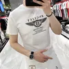 T-shirts masculinas de verão 2022 Moda estampada com letras quentes design manga curta algodão mercerizado gola redonda meia manga camisetas multicolorida laranja top fino M-6XL