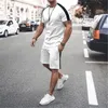 Heren Tracksuit Summer Casual Mens Clothing Korte mouw T -shirt en shorts Stripe Fashion Sport Suit voor mannen 220608