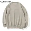 GONTHWID KNITED SWEATRES HIP HOP LIGHTNING 3D ANGEL Statue Print Pullover Sweater Streetwear Hip Hop Fashion Casual Loose Tops 220812