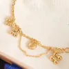 Golden Four-Leaf Clover okrągła litera l Domowe Bransoletka Link luksusowy projektant podwójnie warstwowy pusty dar urodzinowy biżuteria nie zanika
