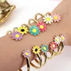 Bracciale rigido smaltato delicato fiore braccialetti a mano braccialetto squisito colore oro polsino girasole per le donne gioielli di modaBangle BangleBangle Inte22