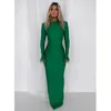 Vestidos casuais elegante verde bodycon maxi vestido 2022 avestruz pena manga clube festa baile sexy split longo para mulheres vestido de noite354w