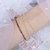 Lien Bracelets Chaîne Pierre Naturelle Cristal À La Main 2 MM Ronde Perle Bracelet Pour Les Femmes Chakras Bohême Super Fine Superposé GiftLink