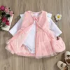 Clothing Sets Baby Suit Set Round Neck Long Sleeve Romper Sleeveless Dress Bag For Girls, 0-18 Months