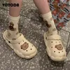 Pantofole Estate Zoccoli carini Scarpe Ragazza Piattaforma Spiaggia Cartoon Bear Sandali per le donne Outdoor Light Soft Slides Ladies Flip Flops 220708