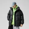 Heren down parkas 2022 winter mannen warme jas jas heren casual zwarte capuchon dikke parka mannelijke matte pu lederen jassen m-5xl kare22