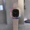 Color Diamond Ladies Watch Quartz Watches 30mm 32mm Bekvämt armband Drop Stone Bezel Design Utsökt armbandsur Montre de Luxe