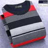 Pullover Männer Winter Dünne Fleece Oneck Thermische Männer Kleidung Gestrickte Striple Slim Fit Pullover Pull Homme 220817