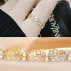 luxury shining crystal CZ zircon band rings hoop double row hollow nice ring jewelry for women