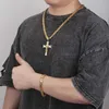 6mm/60CM chaîne argent or Crucifix religieux pendentif collier ensemble de bijoux Cool hommes croix jésus Christ bijoux