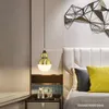 Pendant Lamps Nordic LED Brass Golden Lights Bedroom Bedside Living Room Hanging Lamp Restaurant Bar Kitchen LampPendant