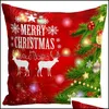 Pillow Case Bedding Supplies Home Textiles Garden Led Lighting Christmas Cushion Er Sofa Pillowcase Living Room Decoration Drop Delivery 2