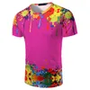 Big Men's T-shirts Plus Size Tees & Polos Custom Hot Pink Splashed Paint Style Oversize 3D Printing t Shirt Breathable Round Collar Short Sleeve For Tall Men or Women