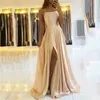 Satinklänningar Evening Prom Party Robe de Sformal Simple Spaghetti Sexy Slit 220705