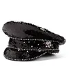 Berets Women Sequin Burning Military Hat Steampunk Glasses Captain Sergeant Rhinestone Halloween Festival Part HatBerets Davi22