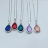 Fashion Light Luxury Oval Water Drop Multicolor Crystal Zircon Pendant Necklace For Women Kvinnlig kedjekedja smycken