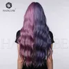 Mode Perücke weibliche Qi Pony lila Kontrastfarbe Yin Yang Kopf langes lockiges Haar Hochtemperatur-Seidenmaterial Cosplay 220527