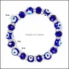 Berlockarmband Smycken Turkish Blue Eye Armband Handgjorda Amet Religious Evil Nazar Crystal For Women Girl Drop Delivery 3Ofi7