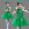 Vêtements de scène filles Ballet robe de danse ballerine pour enfants gymnastique justaucorps vert compétition Tutu Performance enfant en bas âge danse