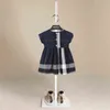 Baby Girls Dress Princess Plaid Summer Short Sleeve Simple Cotton Dress Party Birthday Baptism Dress for Girl Summer Dresses G220506