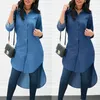 Kobiet Polos Hirigin Autumn Kobiet Lady Long Sleeve Solid Kolor Button Casual Denim Lose Tops Cirt Party Podstawowy klasyk