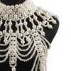 Chains Retro Advanced Pearls Crystal Body Jewelry Chain Sexyhandmade Beaded Women Bridal Wedding Dress Large Necklace Accessor