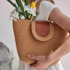 Shoppingkassar Varukorg Straw Summer Kvinnor Tote Bucket Shopper Beach Ladies Handväskor Vår Casual Fashion Kvinna Topphandtag Väska Tjejer Väskor 220318