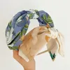 Мода Женщины повязки на голове двойной слой Big Bownot Hairband Vintage Flower Print Hair Hoop Femme летние аксессуары для волос
