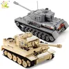 HUIQIBAO Militärischer deutscher Tiger-Panzer, klassische Modellbausteine mit 2 WW2-Soldat-Steinen, Konstruktionsspielzeug für Kinder 220715