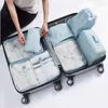 7 pcs/set Waterproof Twill Travel Storage Bag Suitcase Packaging Set Portable Luggage Organizer Clothing Underwear Shoe Tidy Pouch J220708