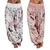 Spodnie damskie Capris Vintage Kobiety Czeski Kwiatowy Drukuj Długa Mid Waist Harem Elastyczne Boho Beach Spodnie Plus Rozmiar M-XXL