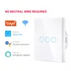 Interruptor de toque de parede wi-fi, sem fio neutro, luz necessária, 1, 2, 3 gang, 100 - 240v, tuya, suporte para casa inteligente, alexa, google home