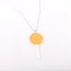 Pendant Necklaces Trend Cute Lollipop Necklace Circle Long Silver Chain Multi Color NecklacePendant NecklacesPendant