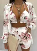 Summer Womens Threepiece Suit Fashion Holiday Style Printing Color Printing Disual 3piece Sets Outfits Ender 220527