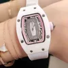 고급 기계식 시계 Richa Milles Wristwatch 시계 RM07-01 여성 다기능 2824 자동 기계적 R 세라믹 파우더 링 고무