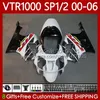 Kit de carrosserie pour HONDA VTR1000 RTV1000 RC51 2000-2006 Carrosserie 123No.21 SP1 SP2 VTR 1000 00 01 02 03 04 05 06 VTR-1000 2000 2001 2002 2003 2004 2005 2006 Carénage blanc noir noir