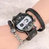 Hommes montre Bracelet ensemble cuir noir montres à Quartz montres de luxe horloge d'affaires pour petit ami mari Reloj Hombre